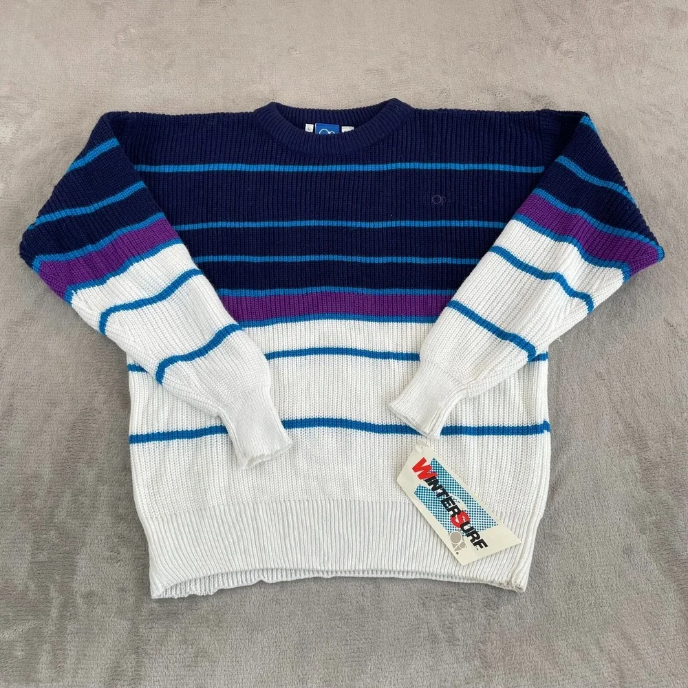 Vintage OP Ocean Pacific‎ Sweater Men Large Multi Knit 80s 90s Surf Beach Crew